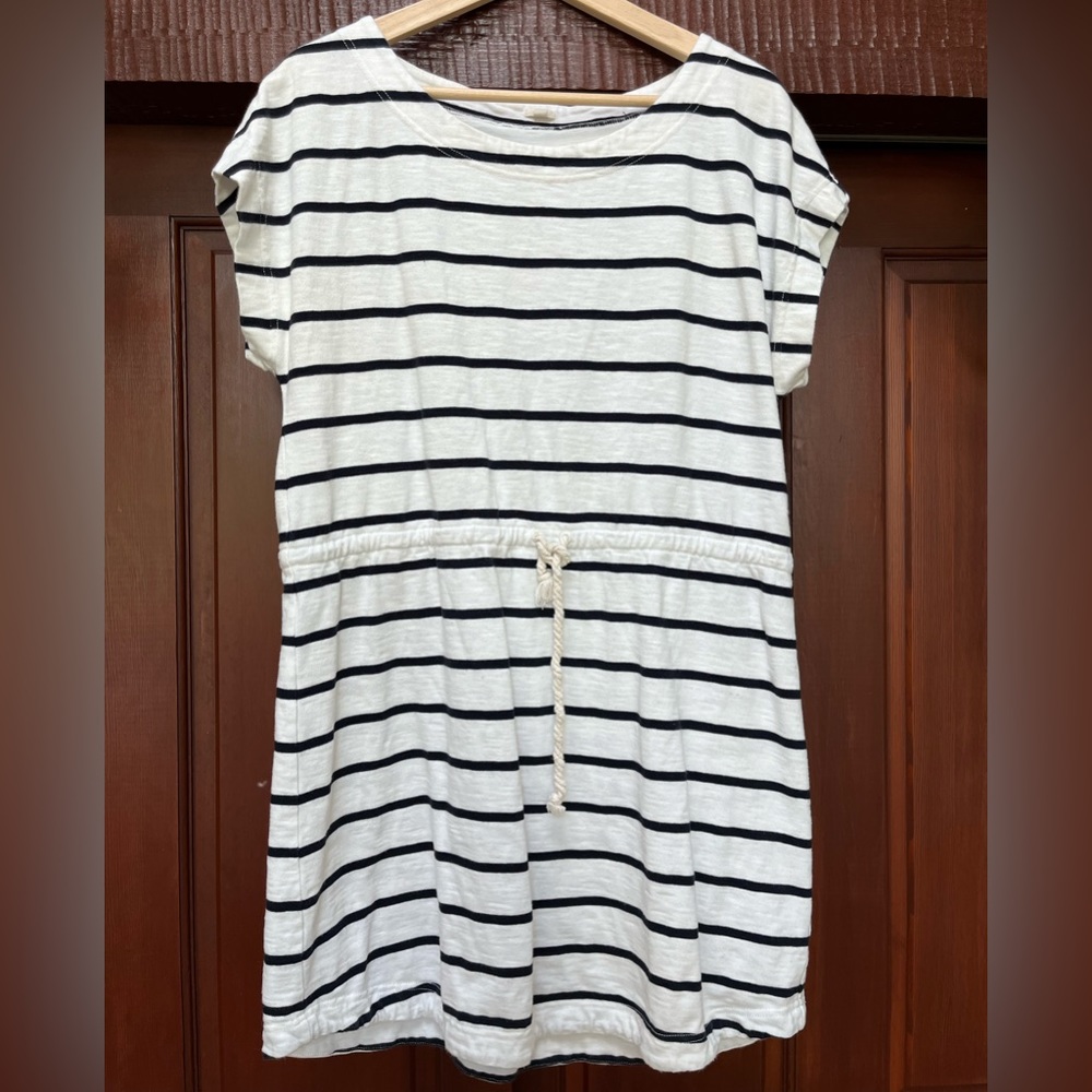 J. Crew midi summer dress. Navy and white stripes.